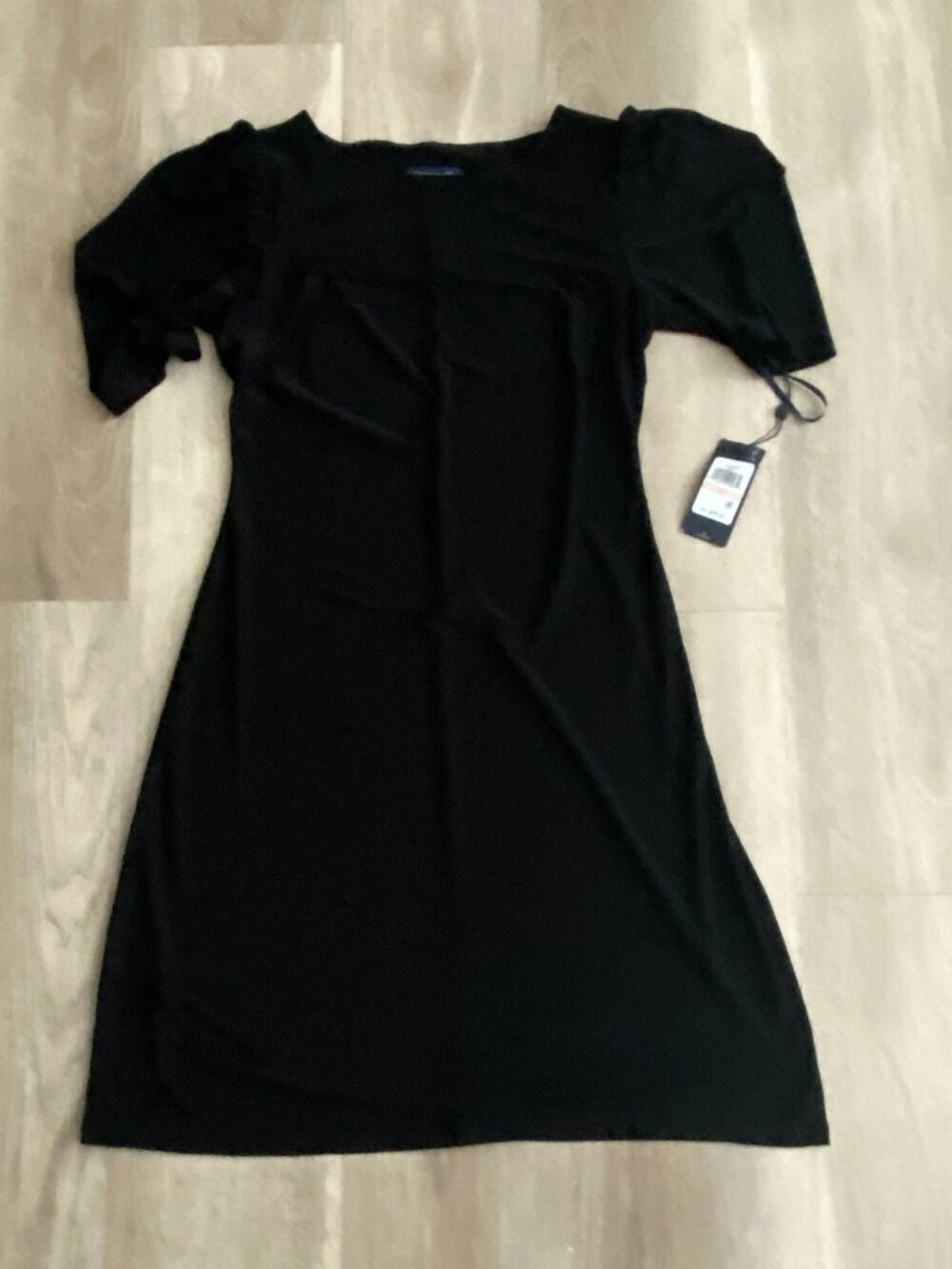 NWT Tommy Hilfiger Black Midi Dress Size 2 | Ruched Sleeve LBD | Cocktail Dress